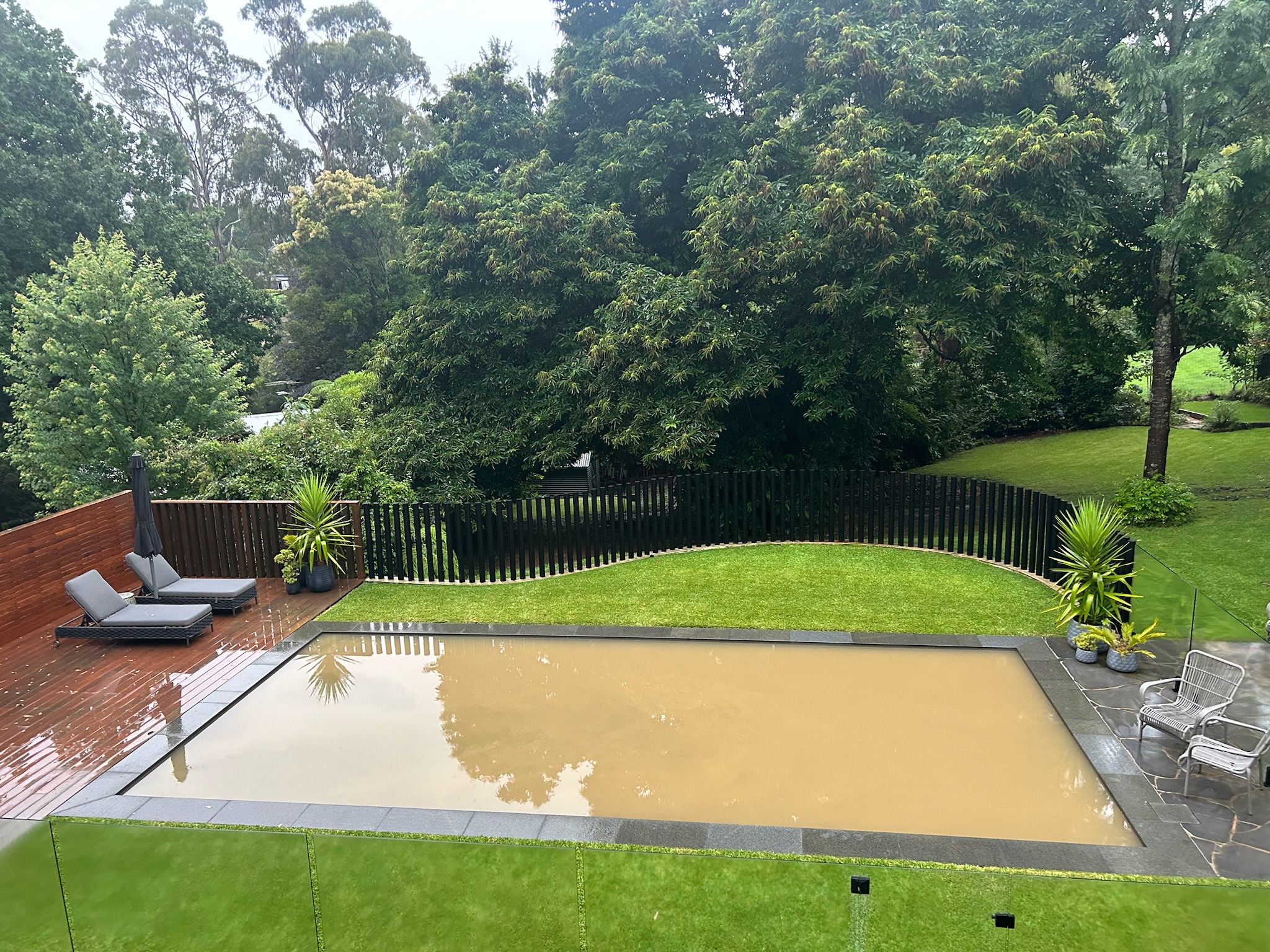 flooded pool